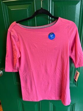 Nautica Hot Pink Boatneck Short Sleeve Tee
